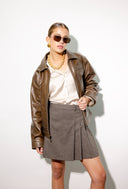 Kaia Boxy Brown Leather Jacket