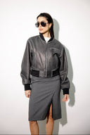 Bombi Distressed Black Bomber Leather Jacket
