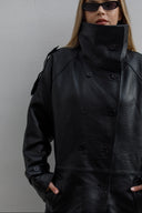 Eva Croc Leather Trench Coat