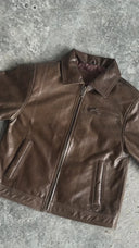 Kaia Boxy Brown Leather Jacket