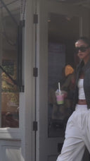 Bella Cropped Leather Jacket in Desert Olive