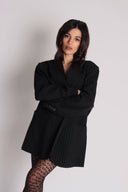 Gemini Black Pinstripe Oversized Blazer