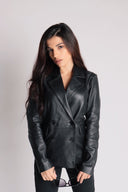 Double Breasted Leather Blazer