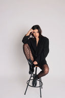 Gemini Black Pinstripe Oversized Blazer