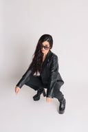 Double Breasted Leather Blazer