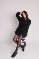 Gemini Black Pinstripe Oversized Blazer