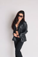 Double Breasted Leather Blazer