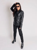 Double Breasted Leather Blazer