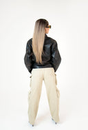 Mabel Distressed Boxy Leather Jacket