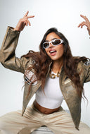 Sizma Distressed Racer Leather Jacket