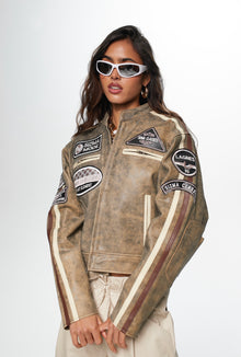  Sizma Distressed Racer Leather Jacket