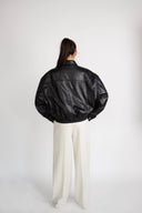 La Bomba Oversized Leather Bomber Jacket
