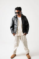 Reiss 90’s Oversized Leather Jacket