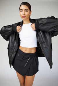 Mabel Distressed Boxy Leather Jacket Element In My –