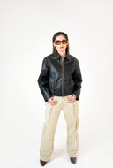 Mabel Distressed Boxy Leather Jacket