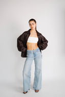 Reiss 90’s Oversized Brown Leather Jacket