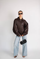Reiss 90’s Oversized Brown Leather Jacket