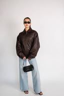 Reiss 90’s Oversized Brown Leather Jacket