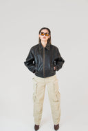 Mabel Distressed Boxy Leather Jacket