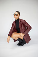 Ruby Burgundy Leather Blazer
