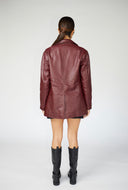 Ruby Burgundy Leather Blazer