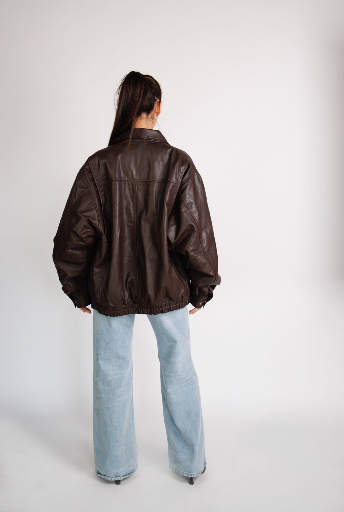 Reiss 90’s Oversized Brown Leather Jacket – In My Element