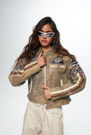 Sizma Distressed Racer Leather Jacket