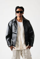 Reiss 90’s Oversized Leather Jacket