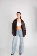 Reiss 90’s Oversized Brown Leather Jacket
