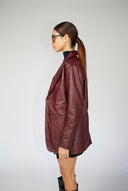 Ruby Burgundy Leather Blazer